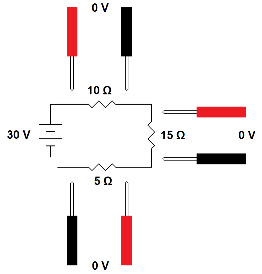 Break in Circuit With Voltages Across Resistors