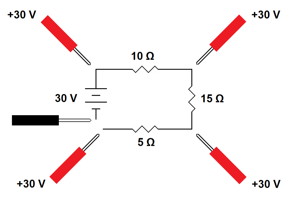 Break in Circuit with Voltages from Ground